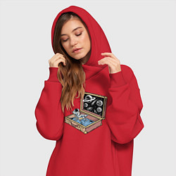 Женское худи-платье Космос в чемодане, цвет: красный — фото 2