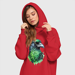 Женское худи-платье Мудрость ворона, цвет: красный — фото 2