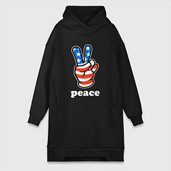 Женское худи-платье USA peace, цвет: черный