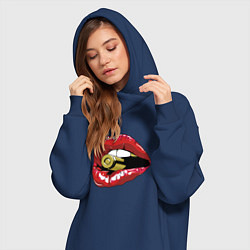 Женское худи-платье Гильза во рту, цвет: тёмно-синий — фото 2