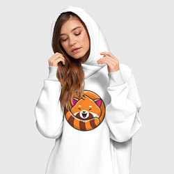 Женское худи-платье Весёлая красная панда, цвет: белый — фото 2