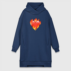 Женское худи-платье Эмодзи сердце в огне, цвет: тёмно-синий