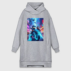Женское худи-платье Майнкрафт - чувак на мотоцикле, цвет: меланж