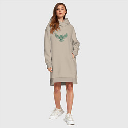 Женское худи-платье Векторная сова, цвет: миндальный — фото 2