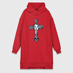 Женское худи-платье Woman cross, цвет: красный