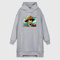 Женское худи-платье Ван Пис - нейросеть, цвет: меланж