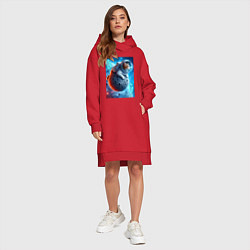 Женское худи-платье Space cat - ai art, цвет: красный — фото 2