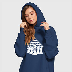 Женское худи-платье Фигуры шахмат, цвет: тёмно-синий — фото 2