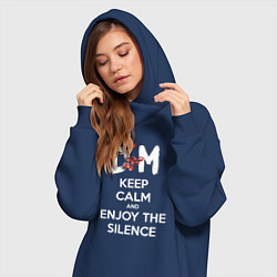 Женское худи-платье DM keep calm and enjoy the silence, цвет: тёмно-синий — фото 2