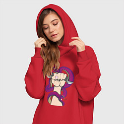 Женское худи-платье Кобра вьется вокруг руки механика, цвет: красный — фото 2