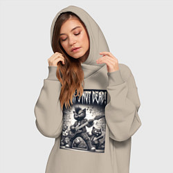 Женское худи-платье Black kitten - punks not dead, цвет: миндальный — фото 2