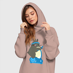 Женское худи-платье Тоторо спортсмен, цвет: пыльно-розовый — фото 2