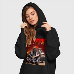 Женское худи-платье Котяра гитарист - панк не умер, цвет: черный — фото 2