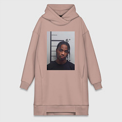 Женское худи-платье Travis Scott magshot, цвет: пыльно-розовый