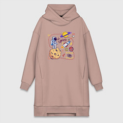 Женское худи-платье Путь космонавта, цвет: пыльно-розовый