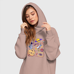Женское худи-платье Путь космонавта, цвет: пыльно-розовый — фото 2