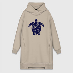 Женское худи-платье Космическая черепаха, цвет: миндальный