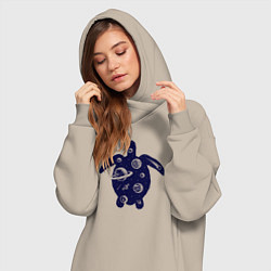 Женское худи-платье Космическая черепаха, цвет: миндальный — фото 2