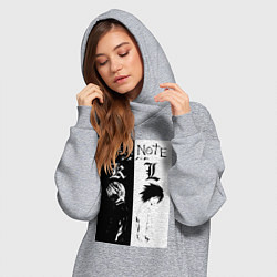 Женское худи-платье Тетрадь смерти Лайт Ягами, цвет: меланж — фото 2