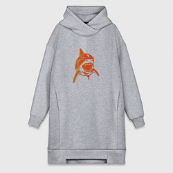 Женское худи-платье Оранжевая акула, цвет: меланж