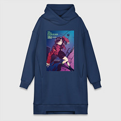 Женское худи-платье Евангелион Мисато Кацураги, цвет: тёмно-синий