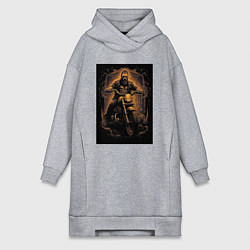 Женское худи-платье Брутальный мотоциклист, цвет: меланж