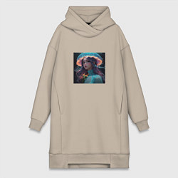 Женское худи-платье Принцесса - медуза, цвет: миндальный