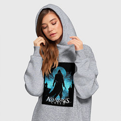 Женское худи-платье Assassins creed темная ночь, цвет: меланж — фото 2