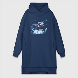 Женское худи-платье Гань Юй из Геншин Импакт, цвет: тёмно-синий