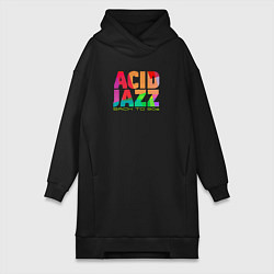 Женское худи-платье Acid jazz colorful, цвет: черный