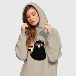 Женское худи-платье Мишка с напитком, цвет: миндальный — фото 2