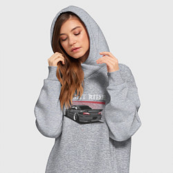 Женское худи-платье Nissan skyline night ride, цвет: меланж — фото 2