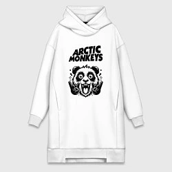 Женское худи-платье Arctic Monkeys - rock panda, цвет: белый