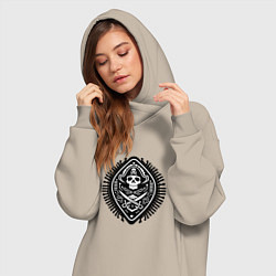 Женское худи-платье Черная метка пирата, цвет: миндальный — фото 2