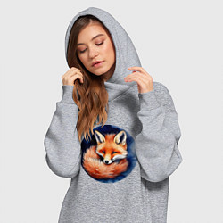 Женское худи-платье Лисенок в норе клубочком, цвет: меланж — фото 2