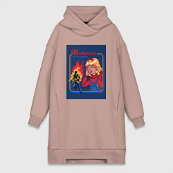 Женское худи-платье Пирокинезис для начинающих мем, цвет: пыльно-розовый