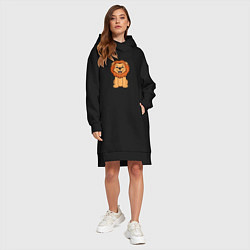 Женское худи-платье Весёлый лев, цвет: черный — фото 2