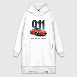 Женское худи-платье Porsche 911 спортивный немецкий автомобиль, цвет: белый