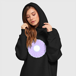 Женское худи-платье Наслоение окружностей по кругу, цвет: черный — фото 2