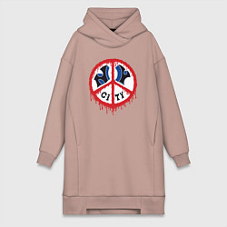 Женское худи-платье NY city peace, цвет: пыльно-розовый