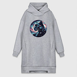 Женское худи-платье Звёздная пантера - нейросеть, цвет: меланж