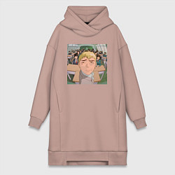Женское худи-платье Эйкити Онидзука преподаватель, цвет: пыльно-розовый