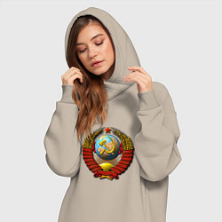 Женское худи-платье Герб хорошей страны ссср, цвет: миндальный — фото 2