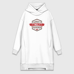 Женское худи-платье Учитель номер один в мире, цвет: белый