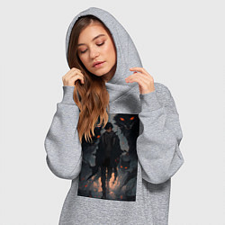 Женское худи-платье Мэгуми Фусигуро арт Магическая битва, цвет: меланж — фото 2