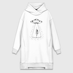 Женское худи-платье Космический театр, цвет: белый