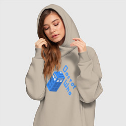 Женское худи-платье Blue doctor who, цвет: миндальный — фото 2