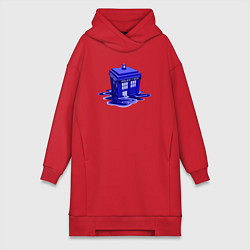 Женское худи-платье Tardis ink, цвет: красный