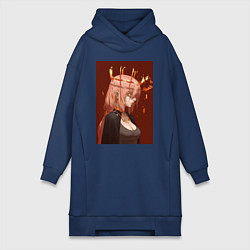 Женское худи-платье Человек-бензопила Макима Общественная безопасность, цвет: тёмно-синий