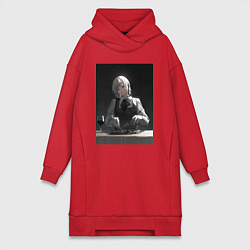 Женское худи-платье Человек-бензопила Кига Демон Голода, цвет: красный